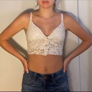 off white lace crop top